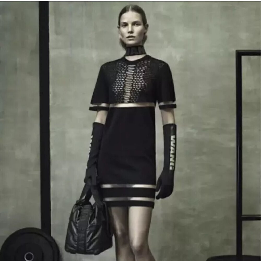 Alexander Wang x H&M Black Mini Dress Sz Small Mesh Dark Romance Twilight Witchy